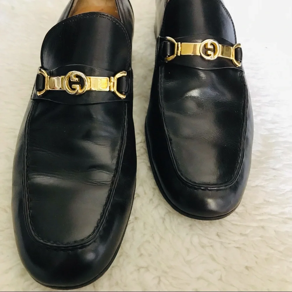 Gucci Dark Brown Loafers/Slips On w/ GG Logo Dress Men’s Shoes 42.5 US 8.5 - Picture 4 of 15